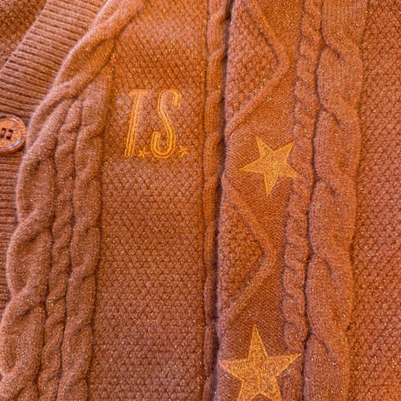TAYLOR SWIFT CARDIGAN TLOAS The Life of a Showgirl Gold Orange Stars MD/LG NEW - Picture 3 of 15